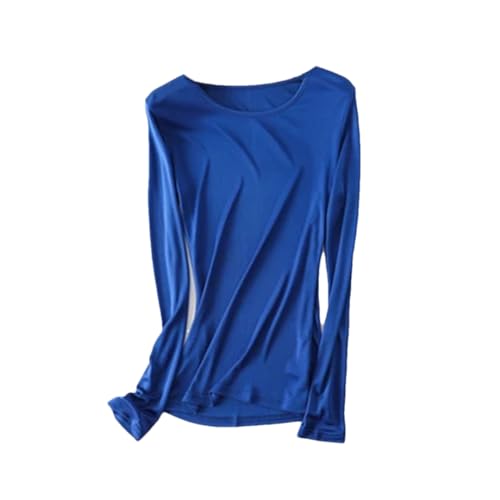 Damen-T-Shirt aus Seide, Rundhalsausschnitt, langärmelig, Herbst-Shirt, Oberteil, schwarz-weiß, Schatzblau, X-Large Damen-T-Shirt aus Seide, Rundhalsausschnitt, langärmelig, Herbst-Shirt, Oberteil, schwarz-weiß, Schatzblau, X-Large von Vsadsau