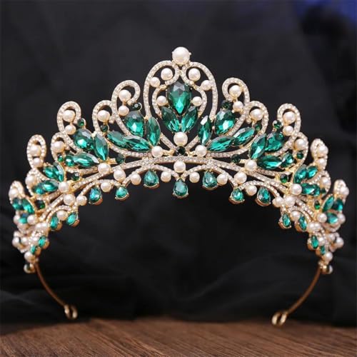 Diadem für Damen, mit Strasssteinen, Brautschmuck, Perlenkrone, Tiara, Kopfschmuck, Hochzeitskleid, Haar-Accessoire von Vsadsau