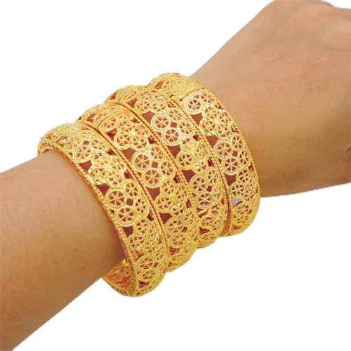 Dubai-Armreifen für Damen, indisch, arabisch, Charm-Armband, Hochzeit, äthiopisches Armband, hawaiianischer Schmuck, 4 Stück Dubai-Armreifen für Damen, indisch, arabisch, Charm-Armband, Hochzeit, äthiopisches Armband, hawaiianischer Schmuck, 4 Stück von Vsadsau
