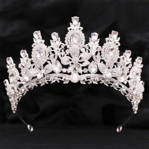Frauen Wasserblume Strass Braut Tiara Krone Diadem Schleier Tiaras Hochzeit Haarschmuck Kopfschmuck von Vsadsau