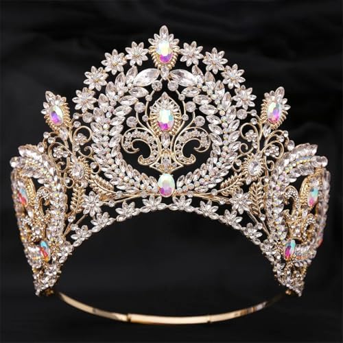 Haarkrone für Damen, Strass, große Brautschmuck, Hochzeit, Schönheitsparty, große Krone, Kopfschmuck, Zubehör Haarkrone für Damen, Strass, große Brautschmuck, Hochzeit, Schönheitsparty, große Krone, Kopfschmuck, Zubehör von Vsadsau