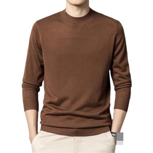 Herren Seide Wolle Strick T-Shirts Seide Pullover Männlichen Halb Rollkragen Einfarbig Weiche Wolle Pullover, rotbraun, XX-Large von Vsadsau