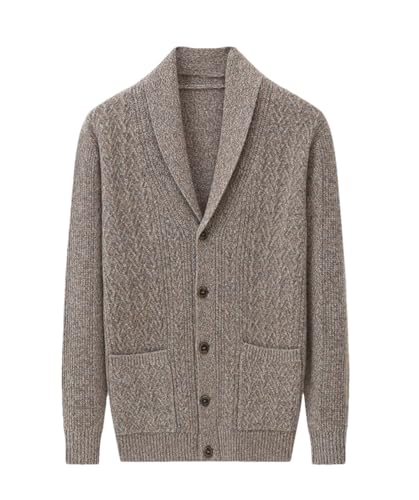 Herren Strickjacke aus 100 % reinem Kaschmir, mit Schalkragen, Khaki9, XX-Large Herren Strickjacke aus 100 % reinem Kaschmir, mit Schalkragen, Khaki9, XX-Large von Vsadsau