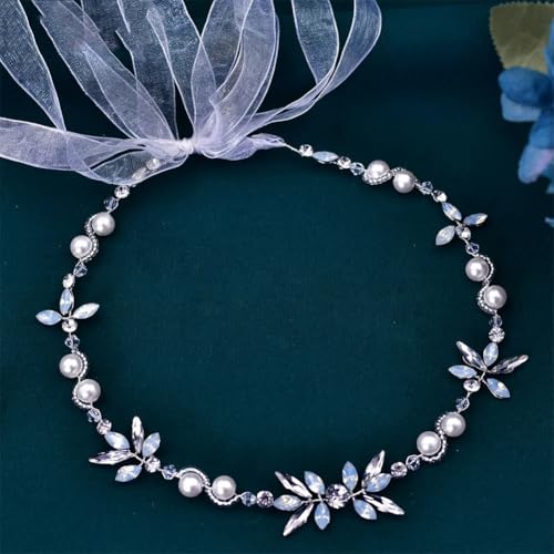 Hp132 Haarreif mit Perlen und Strasssteinen, für die Braut, Mädchen, Haarschmuck, silberfarben von Vsadsau