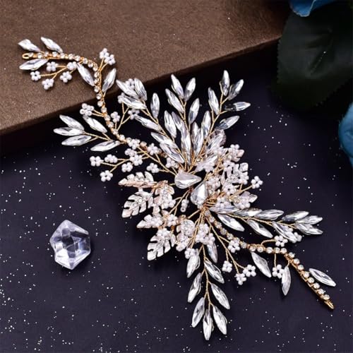 Hp277-G Braut-Haarspange für die Hochzeit, Tiara, Braut-Haarnadeln, handgefertigt, Strass, Legierung, Blumenkopfschmuck von Vsadsau