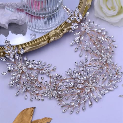 Hp390-G Handgefertigtes Hochzeits-Stirnband, Strass, hohl, Blumen, Kopfschmuck, Party, Brautschmuck, Haarschmuck von Vsadsau
