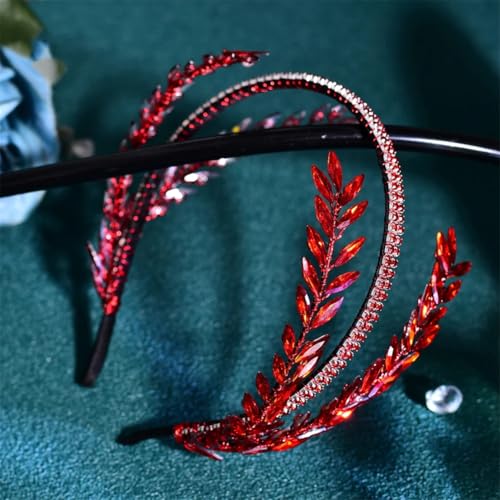 Hp528 Haarreif mit Strasssteinen, modischer Haarschmuck, Party-Haarband, Mädchen, Kopfschmuck, Rot von Vsadsau