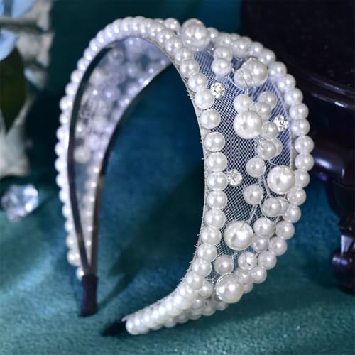 Hp805 Damen-Haarreif mit Perlen und Blumen, modischer Haarschmuck, Brautschmuck, Hochzeitsschmuck von Vsadsau