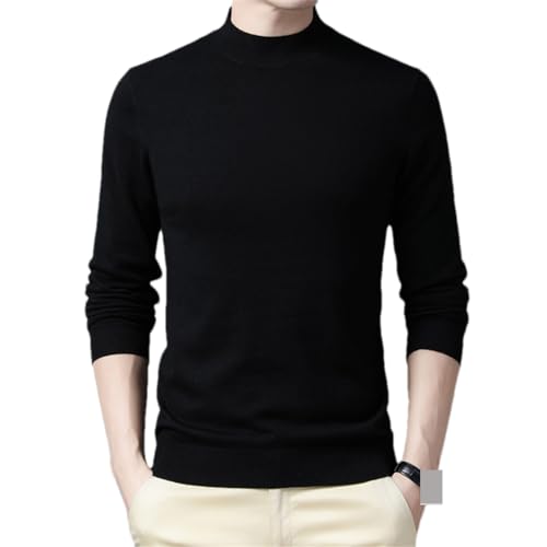 Männliche Wolle Pullover Rollkragen Kaschmir Slim Sweater Solide Langarm Strickpullover, Schwarz , X-Large von Vsadsau