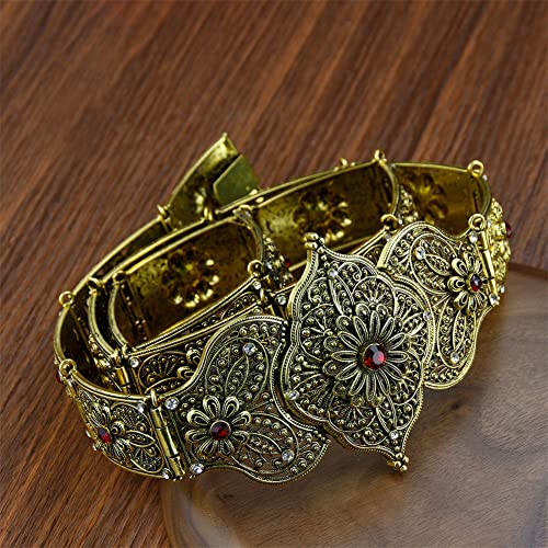 Retro Caucasus Gürtel für Frauen Kristall Hochzeit Schmuck Runde Blume Metallschnalle Kaftan Gürtel von Vsadsau