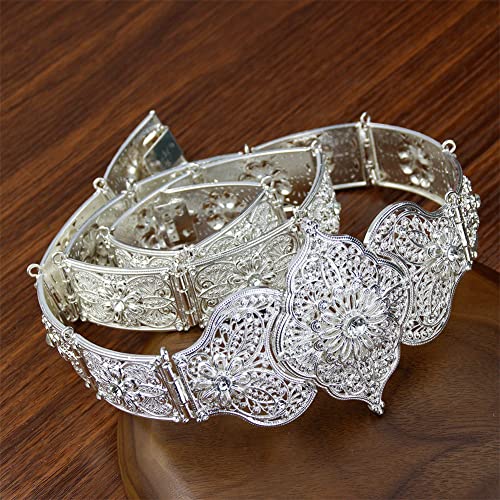 Retro Caucasus Gürtel für Frauen Kristall Hochzeit Schmuck Runde Blume Metallschnalle Kaftan Gürtel von Vsadsau