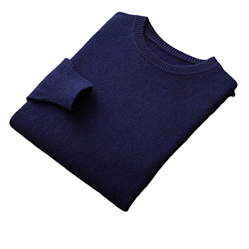 Vsadsau 100% Merinowolle Nahtloser Pullover Herren Rundhalsausschnitt Pullover Strickpullover Warm Pullover, marineblau, Large von Vsadsau
