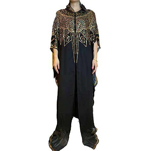 Vsadsau Damen Afrikanische Abaya Lange Robe Pailletten Stickerei Muslim Kleid Türkei Dubai Marokkanischer Kaftan, HB186-1, Einheitsgröße von Vsadsau