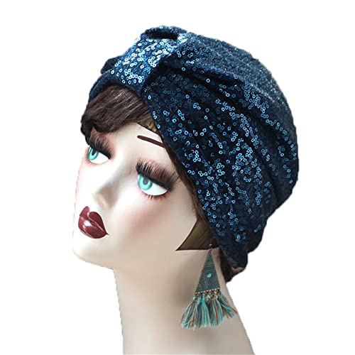 Vsadsau Damen Pailletten Knoten Turban Hut Glänzend Muslimische Kopfbedeckung Bonnet Musulamn Kopf Wrap Cap von Vsadsau