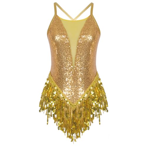 Vsadsau Frauen Pailletten Ballett Tanz Trikot Ärmellos Gymnastik Bodysuit Latein Modern Dance Kostüme, gold, 42 Vsadsau Frauen Pailletten Ballett Tanz Trikot Ärmellos Gymnastik Bodysuit Latein Modern Dance Kostüme, gold, 42 von Vsadsau