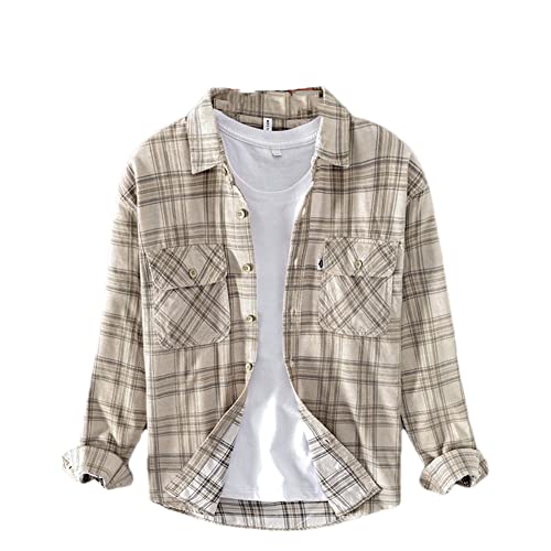 Vsadsau Herren Doppeltaschen Cord Plaid Hemd Langarm Shirt Vintage Casual Revers Hemd Tops, L897 Khaki, XL Vsadsau Herren Doppeltaschen Cord Plaid Hemd Langarm Shirt Vintage Casual Revers Hemd Tops, L897 Khaki, XL von Vsadsau