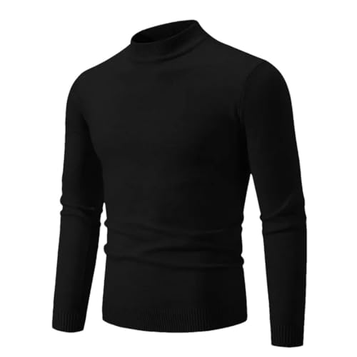 Vsadsau Herren Herbst- Und Winter-Strickpullover, Einfarbig, Halber Schildkrötenkragen, Lässiger Warmer Pullover Black 3XL von Vsadsau