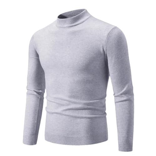 Vsadsau Herren Herbst- Und Winter-Strickpullover, Einfarbig, Halber Schildkrötenkragen, Lässiger Warmer Pullover Gray XL von Vsadsau