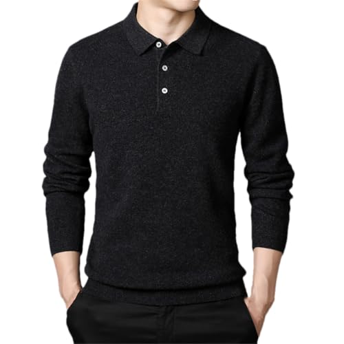 Vsadsau Herren Kaschmir Wolle Pullover Casual Knöpfe Umlegekragen Strickwaren Wollpullover Pullover Pullover, Dunkelgrau9, Large von Vsadsau