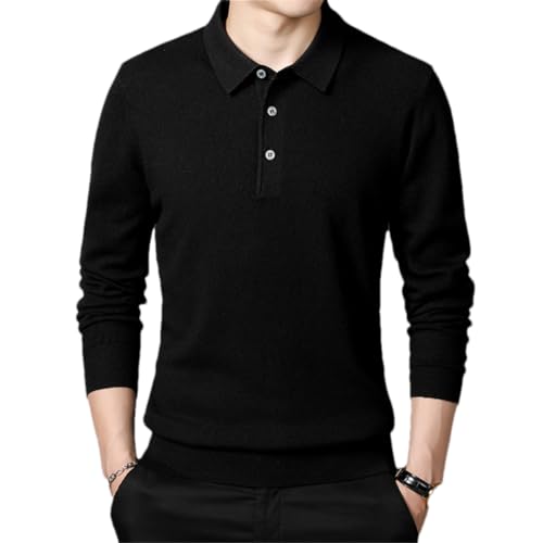 Vsadsau Herren Kaschmir Wolle Pullover Casual Knöpfe Umlegekragen Strickwaren Wollpullover Pullover Pullover, Schwarz , Large von Vsadsau