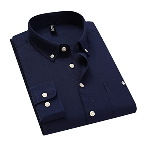 Vsadsau Herren Langarm Freizeithemd Business Classic Slim Fit Hemd, dunkelblau, XXL von Vsadsau