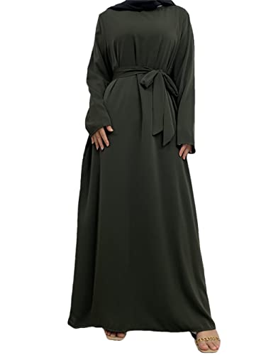 Vsadsau Muslimischer Kimono Abaya Taschen Dubai islamische Kleider Türkei Robe Frau marokkanischer Kaftan, Army Gn, Medium von Vsadsau