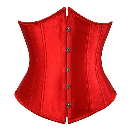 Vsadsau Satin Unterbrust Korsett Für Frauen Plus Größe Bodyshaper Bustiers Korsetts Taille Cincher Slim Corselet, rot, 48 von Vsadsau