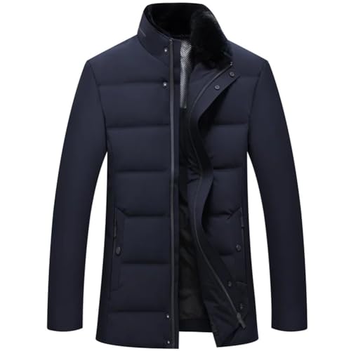 Vsadsau Winter 90% Weiße Ente Daunenjacken Mit Pelzkragen Herren Business Casual Zip Up Parka Mäntel, marineblau, M von Vsadsau