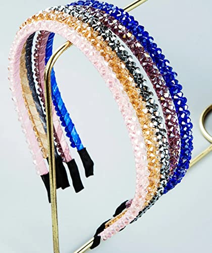 VSAKSH 2 Stück mehrfarbige Kristall-Strass-Stirnbänder, glänzend, rutschfest, Perlen, Haarschmuck, Haarschmuck für Damen und Mädchen (zufällige Farbe) von Vsaksh