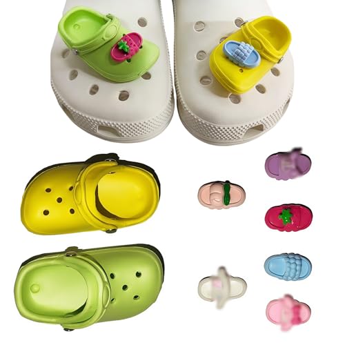 8Pcs Schuhanhänger Charms,Süße Lustiger kleiner Schuhanstecker mit Mini Hausschuhen,EVA Schuhdekorations Anhänger für Schuhe Clog Sandalen DIY Dekorationen,Kinder Erwachsene Geschenke Partyartikel von Vspek