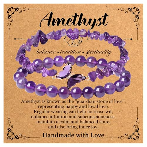 Vspek Armband mit Naturstein Perlen und Kristall,Edelstein Heilsteine Amethyst Armbändchen Layered Armband für Damen Beste Freundin Geschenke Für Paar Freundschafts Partner Geburtstagsgeschenk Vspek Armband mit Naturstein Perlen und Kristall,Edelstein Heilsteine Amethyst Armbändchen Layered Armband für Damen Beste Freundin Geschenke Für Paar Freundschafts Partner Geburtstagsgeschenk von Vspek