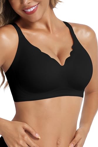 Vtelor Bügelloser BH Damen Ohne Bügel Nahtloser Push up BH Große Brüste Starker Halt Seamless BHS Soft Bra Bequemer Bustier Gepolstert Bralette von Vtelor