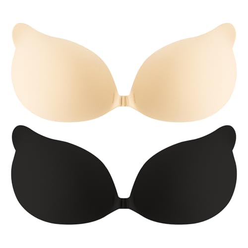Vtelor Klebriger BH, rückenfrei, unsichtbar, zum Aufkleben, Push-Up, trägerlos, selbstklebend, BHs, Damen, unsichtbar, trägerlos, Push-Up-Heben und verbessern das Dekolleté für rückenfreie Kleider von Vtelor