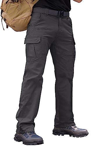 Vthereal Cargohose Herren Baumwolle Outdoorhose mit 7 Taschen Männer Arbeitshosen Chino Taktische Ranger Hose für Jagd Wandern, Grau, M von Vthereal