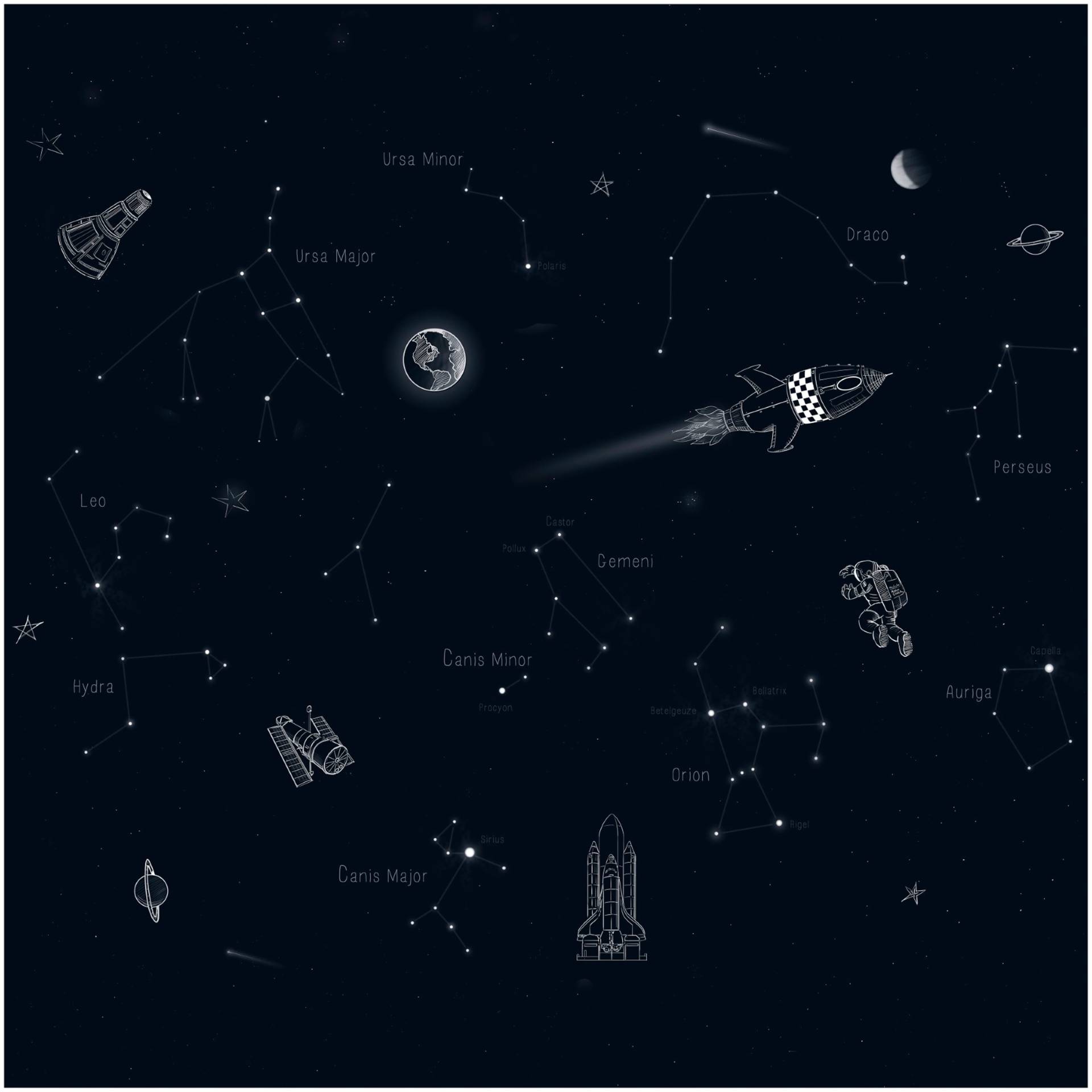 vtwonen Fototapete "Universum" uni glatt Schwarz - 300x300cm von Vtwonen