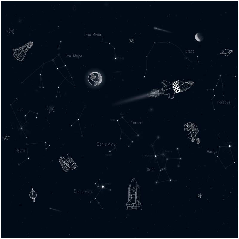 vtwonen Fototapete "Universum" uni glatt Schwarz - 300x300cm von Vtwonen