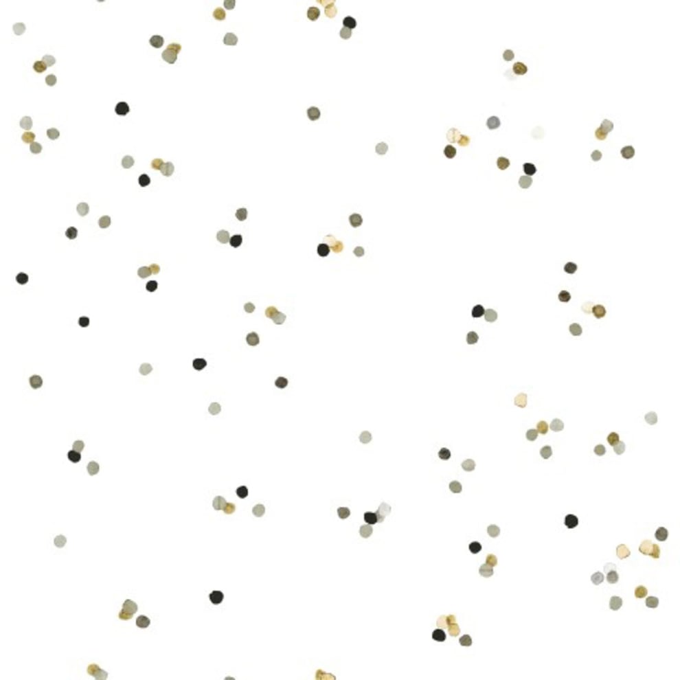 vtwonen Vliestapete "Punkte/Confetti", 3D-Optik, Weiß/Schwarz/Gold - 10m x 52cm von Vtwonen