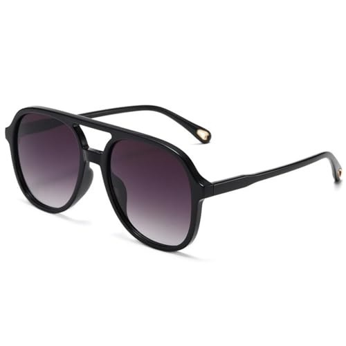 VueLux Retro 70er Sonnenbrille Gelb Getönte Brille Übergroß Ovale Brille für Damen Herren (Schwarz) von VueLux