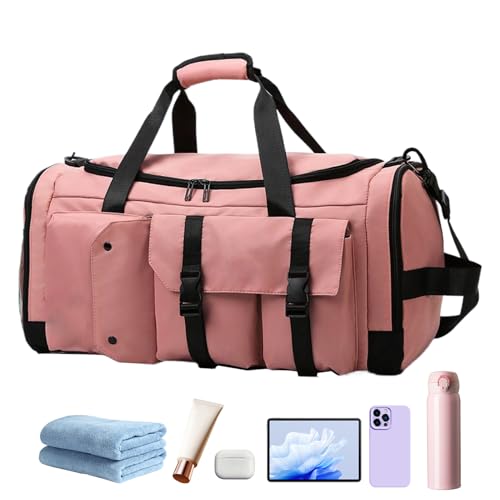 Vuggdt Duffle Bag Damen | Großer wasserdichter Turnbeutel – Gepäck-Rucksack mit Trocken- und Nass-Trennung für Springseile, Bänder, Turnschuhe, Handtücher, Handschuhe im Innenbereich, rose, Refer to von Vuggdt