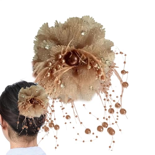 Vuggdt -Haarspange für Frauen – rutschfeste Blumenkrallennadeln Perlen Quasten Knospe Haarnadel | Boho-Pins Kopfbedeckung Haarschmuck Kunstblume Haarspange für Meer Urlaub von Vuggdt
