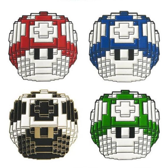 Pilz-Pin Netzwerk Vuitbits Pilz Rot 1Life Plus Mario Bros Super Nintendo Snes 8Bits Pixelart Pixel 3Dpixel von Vuitbits