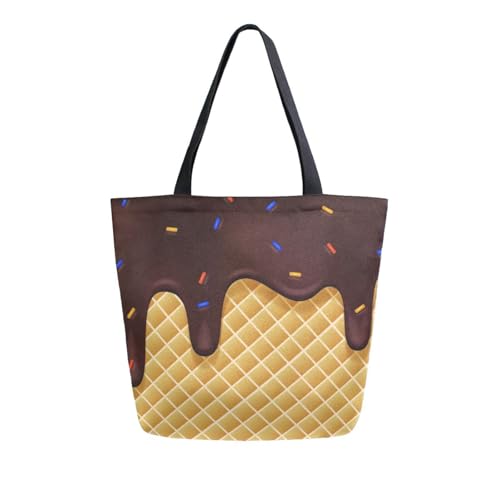 Vuiyean Süße Einkaufstasche aus Segeltuch für Damen, mit Reißverschlussfach, wiederverwendbar, große Reise-Umhängetasche, Handtasche von Vuiyean