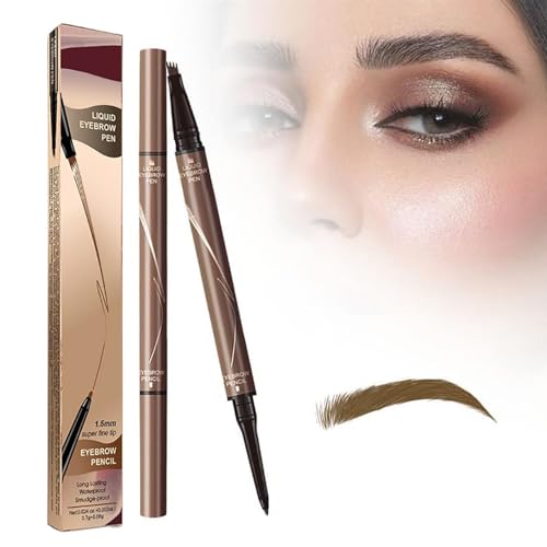 2 in 1 Magic 4 Spitzen Augenbrauenstift, 2024 Neuer wasserdichter 3D Microblading Augenbrauenstift Konturstift, mit 4 Gabelspitzen,Natürlicher, Langlebiger Microblading-Augenbrauenstift (2#) von Vulaop