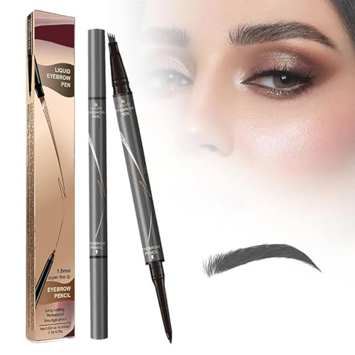 2 in 1 Magic 4 Spitzen Augenbrauenstift, 2024 Neuer wasserdichter 3D Microblading Augenbrauenstift Konturstift, mit 4 Gabelspitzen,Natürlicher, Langlebiger Microblading-Augenbrauenstift (3#) von Vulaop