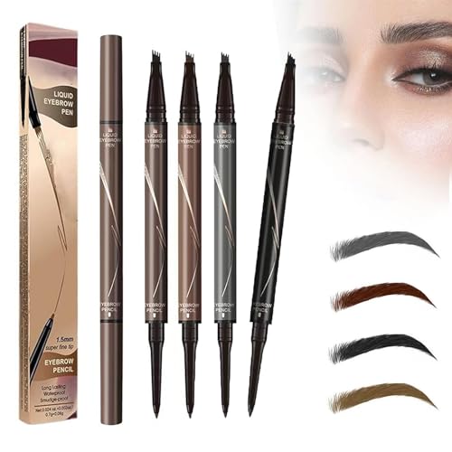 2 in 1 Magic 4 Spitzen Augenbrauenstift, 2024 Neuer wasserdichter 3D Microblading Augenbrauenstift Konturstift, mit 4 Gabelspitzen,Natürlicher, Langlebiger Microblading-Augenbrauenstift (4PCS) von Vulaop