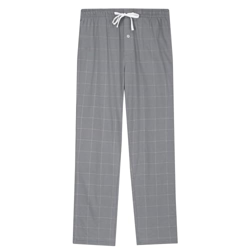 Vulcanodon Pyjamahose Herren lang Schlafanzughose kariert Schlafhose leicht Pyjama Hose mit Taschen weiche Lounge Hose (Eisengrau, L) von Vulcanodon