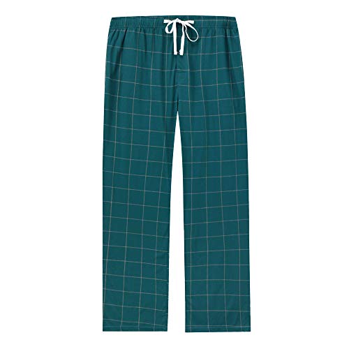 Vulcanodon Pyjamahose Herren lang Schlafanzughose kariert Schlafhose leicht Pyjama Hose mit Taschen weiche Lounge Hose (Hunter Green, M) von Vulcanodon
