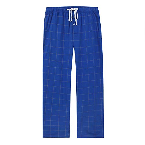 Vulcanodon Pyjamahose Herren lang Schlafanzughose kariert Schlafhose leicht Pyjama Hose mit Taschen weiche Lounge Hose (Königsblau, L) von Vulcanodon