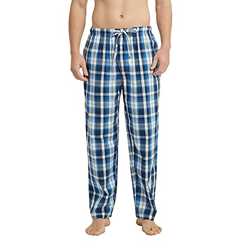 Vulcanodon Schlafanzughose Herren lang 100% Baumwolle karierte Pyjamahose lange Schlafhose Freizeithose Schlafanzug Hose (Königsblau, S) von Vulcanodon