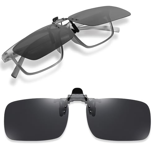 Vulevirtue Clip-On Polarisiert Sonnenbrille,Polarisierte Clip-on Nachtfahrbrille Polarisierte Sonnenbrille zum Aufklipsen Über Korrekturbrillen für Männer und Frauen (Dark Gray) von Vulevirtue